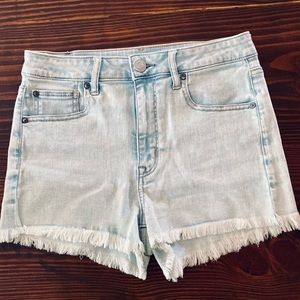 🦅American Eagle Light Blue Faded Denim Mid Rise Shorts Next Level Stretch sz 8